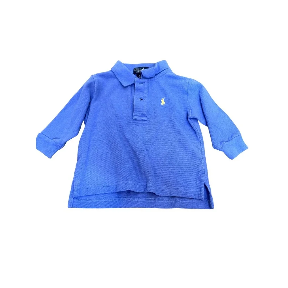 Polo Ralph Lauren Shirt Baby 12M Purple Long Sleeve‎ Polo Top Cotton Infant